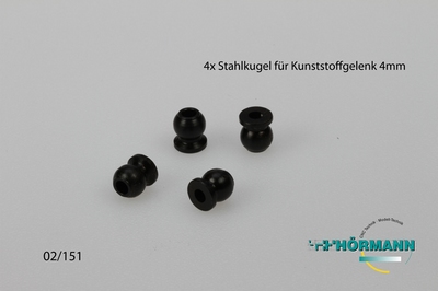 02/151 Kogel t.b.v. Kunststof Kogelhouder  M4  4 Stuks