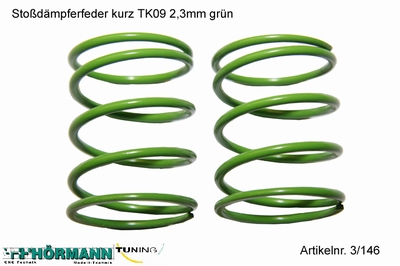 03/146 Schokdemper veer kort  2,3 mm. groen  2 Stuks