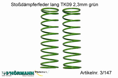 03/147 Schokdemper veer lang 2,3 mm. groen  2 Stuks