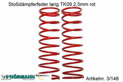 03/148 Schokdemper veer lang 2,5 mm. rood  2 Stuks