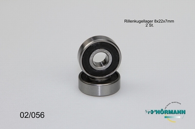 02/056 Ball bearing 8x22x7 mm.  2 Stuks