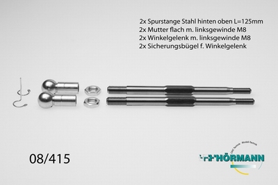 08/415 Spoorstang XL staal M8/M6 L.= 125mm.  1 Set