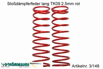 03/148 Stoßdämpfer Feder lang 2,5mm rot 2 Stuks